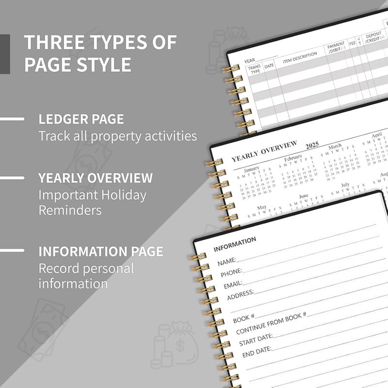 Blugool Accounting Ledger Book for Small Business Bookkeeping & Personal Use, Expense Tracker Notebook for Family Budget, Bookkeeping Record Book, Income and Expense Log Book - 8.4" x 6.1" (Black) - Image 4